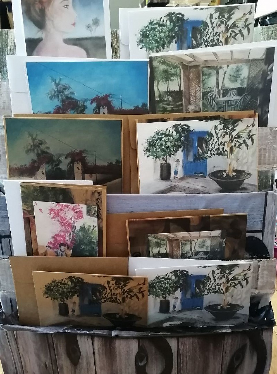 Classy greeting cards with pastel drawing reproduction